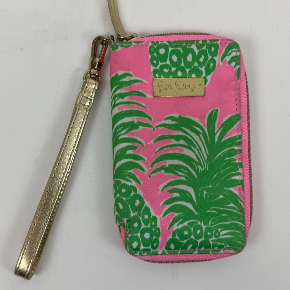 Lilly Pulitzer‎ Pineapple Print Zip Wristlet Wallet Pink Green Phone Case